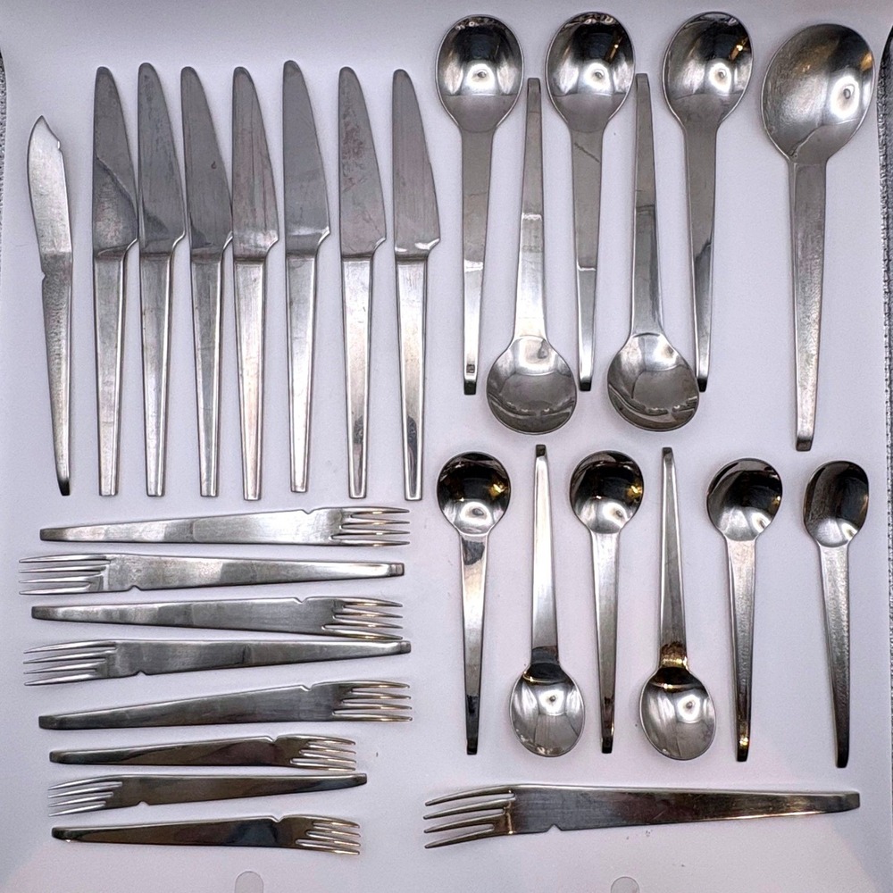 Retroneu Trek Stainless Flatware Set 29 Pc MCM Aubock Style Space Age Vintage